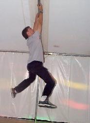 Bio tests the rigidity of a marquee.